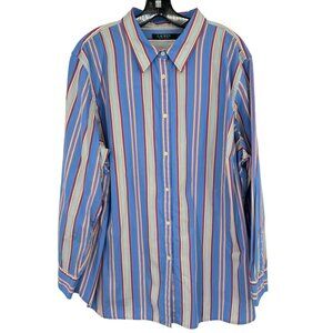 Ralph Lauren Women's Striped Button Down Shirt size 22W plus Cotton long sleeve